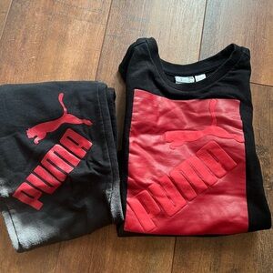 Puma Black and Red Logo Tracksuit